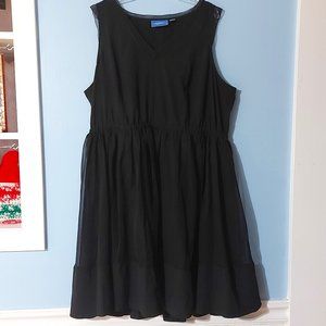 Simply Vera Wang Black Swing Skater Dress Sheer XL